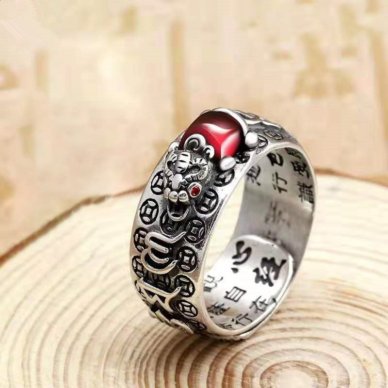 Pixiu Mantra & Heart Sutra Ring – Protection & Abundance