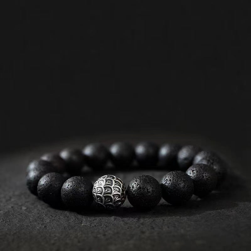 Lava Stone & Dragon Scale Bracelet – Energy & Grounding