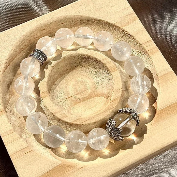 White Crystal & Phantom Quartz Bracelet – Clarity & Inner Harmony