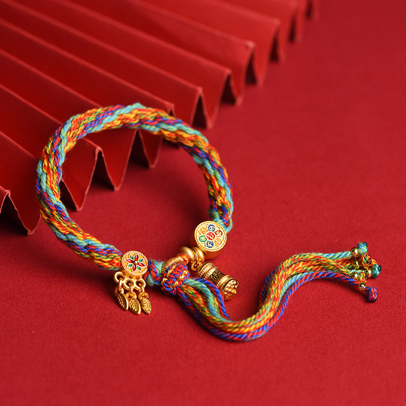 Tibetan Handwoven Knot Bracelet – Cultural Symbolism of Life Cycles
