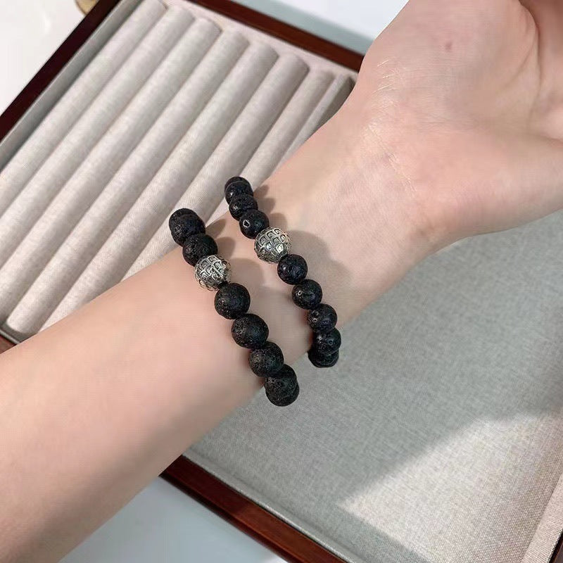 Lava Stone & Dragon Scale Bracelet – Energy & Grounding