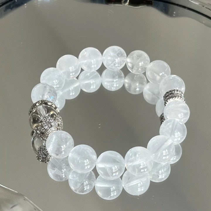 White Crystal & Phantom Quartz Bracelet – Clarity & Inner Harmony