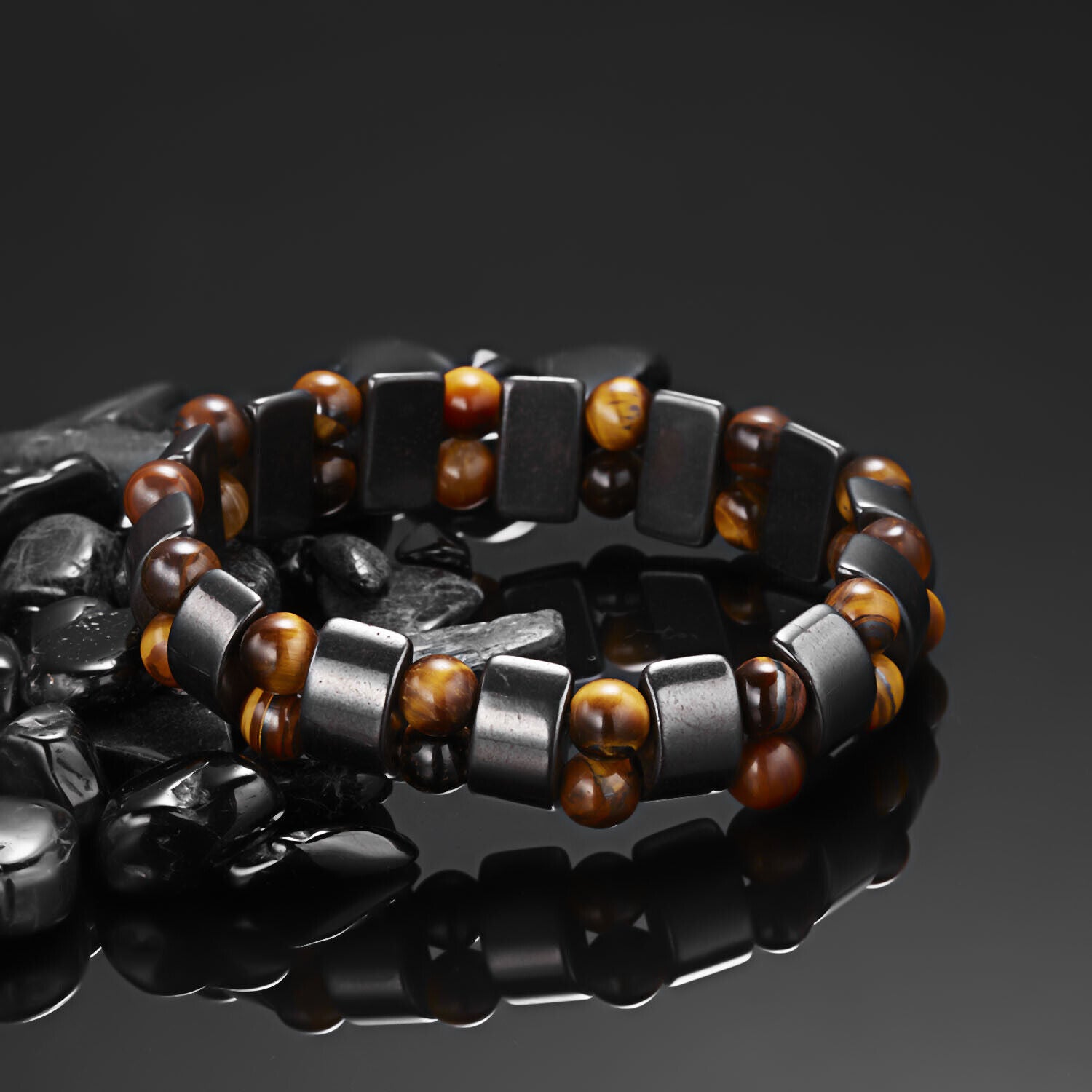 Tiger Eye & Black Obsidian Bracelet – Protection & Confidence