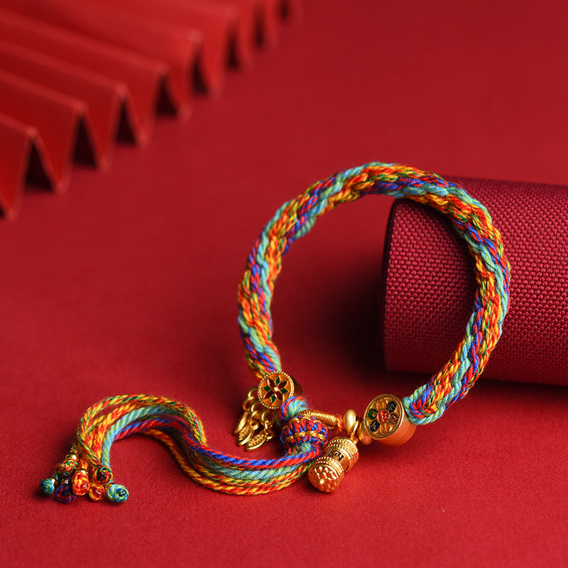 Tibetan Handwoven Knot Bracelet – Cultural Symbolism of Life Cycles