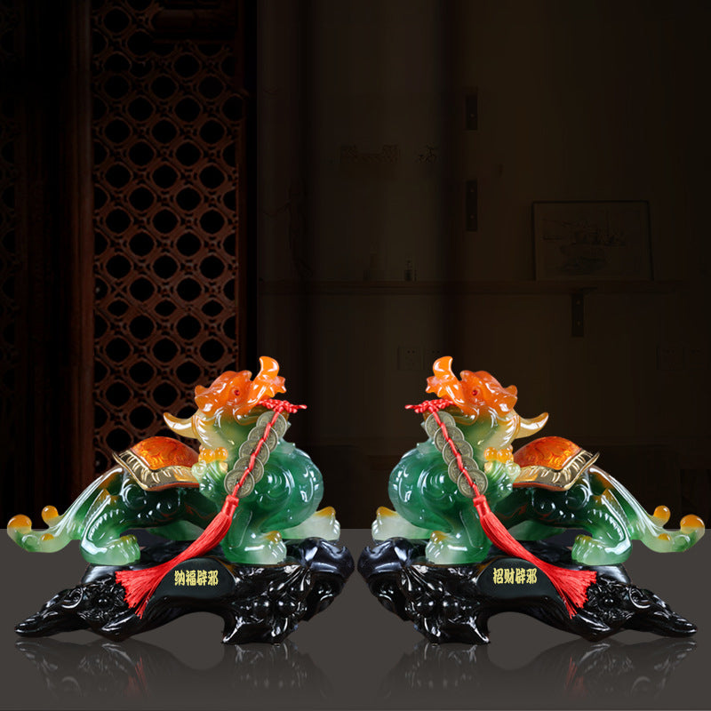 Black Jade Pixiu Figurine - Symbol of Good Fortune