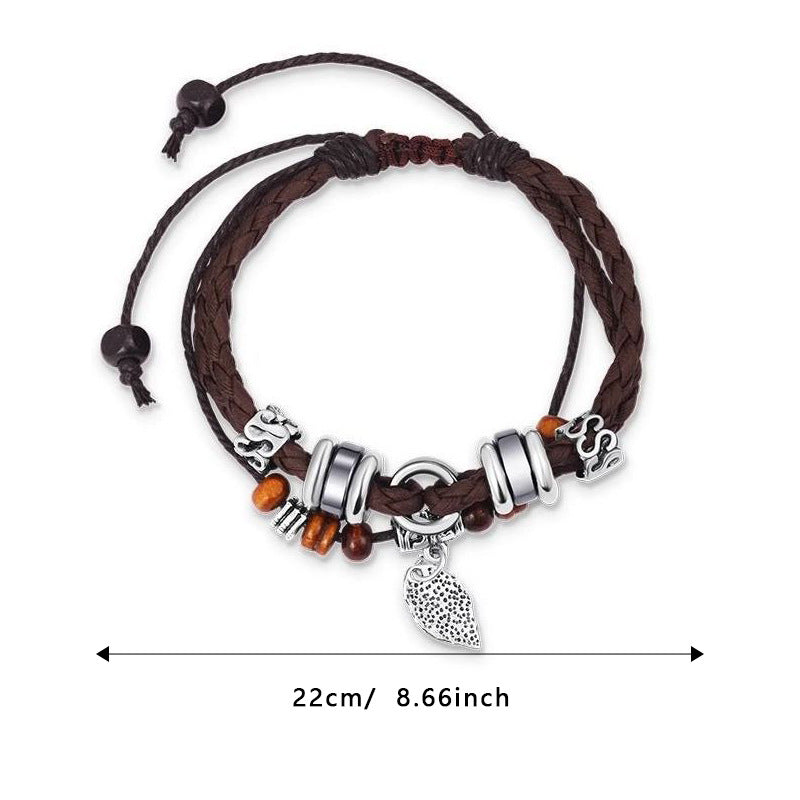 Handwoven Leather Leaf Bracelet – Symbolism of Growth