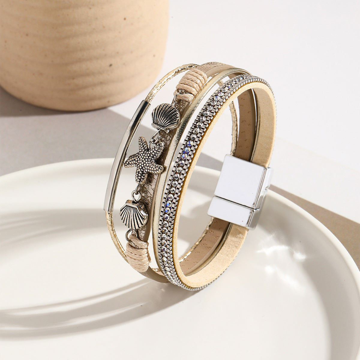 Coastal Woven Starfish Shell Bracelet – Symbolism of Connection