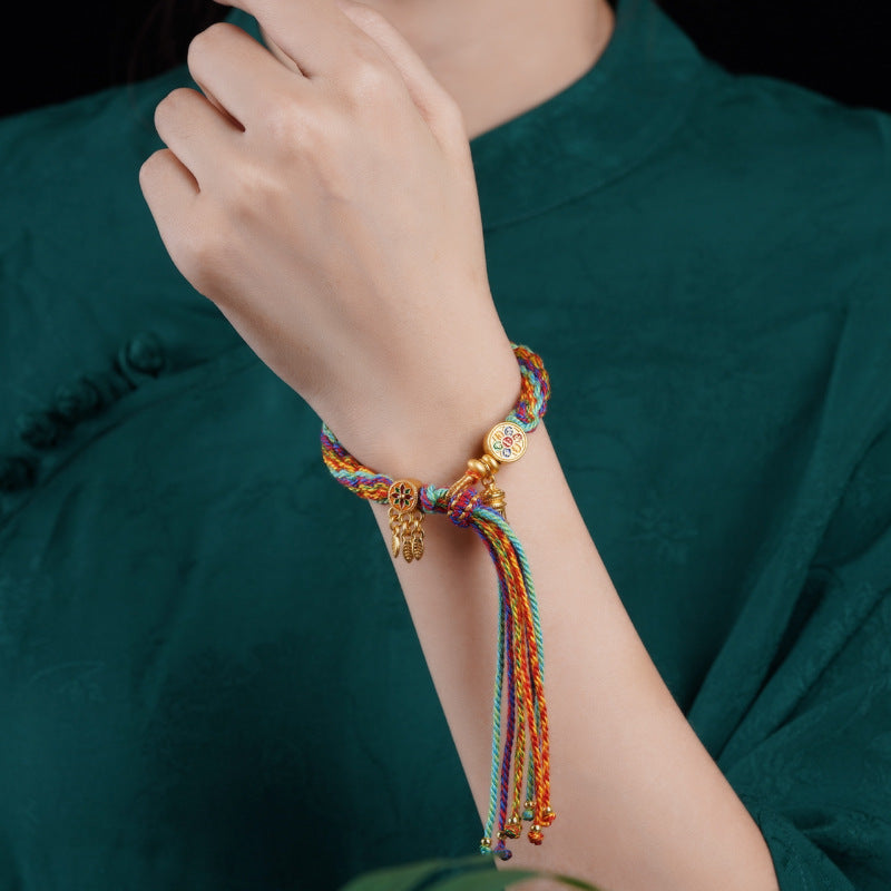 Tibetan Handwoven Knot Bracelet – Cultural Symbolism of Life Cycles