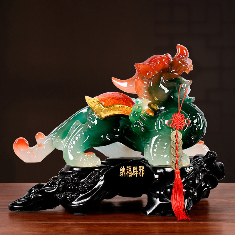 Black Jade Pixiu Figurine - Symbol of Good Fortune