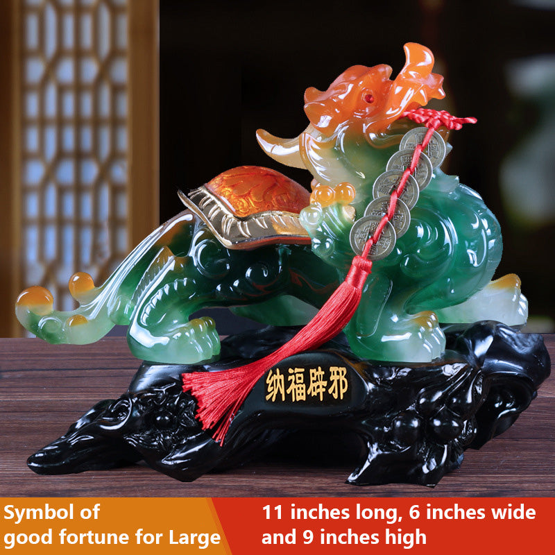 Black Jade Pixiu Figurine - Symbol of Good Fortune