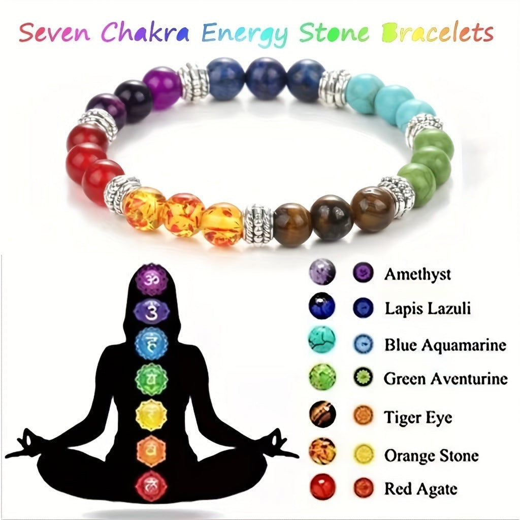 Seven Chakra Bracelet – Natural Stone Energy Beads
