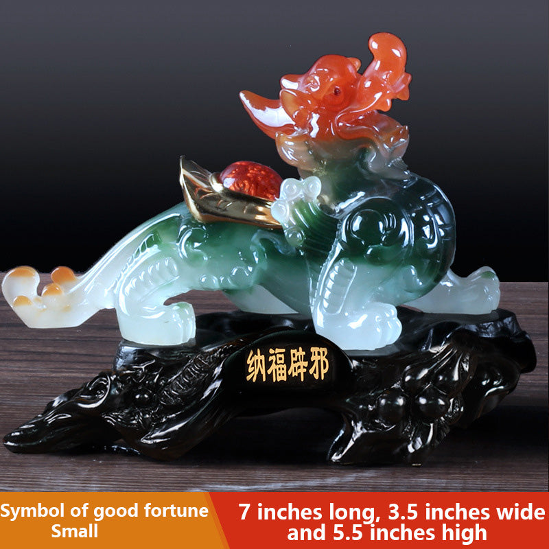 Black Jade Pixiu Figurine - Symbol of Good Fortune