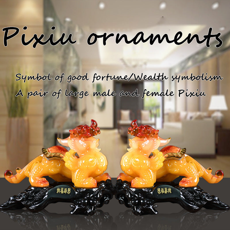 Amber Hue Pi Xiu Statue – Good Fortune & Prosperity Symbol