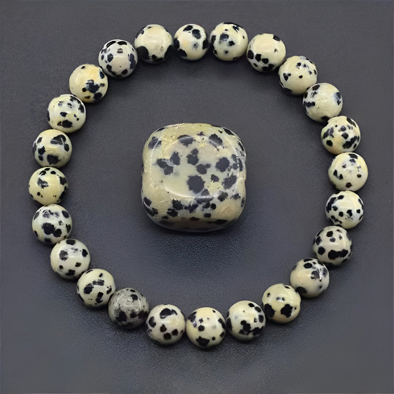 Natural Dalmatian Stone Bracelet - Joy & Positivity