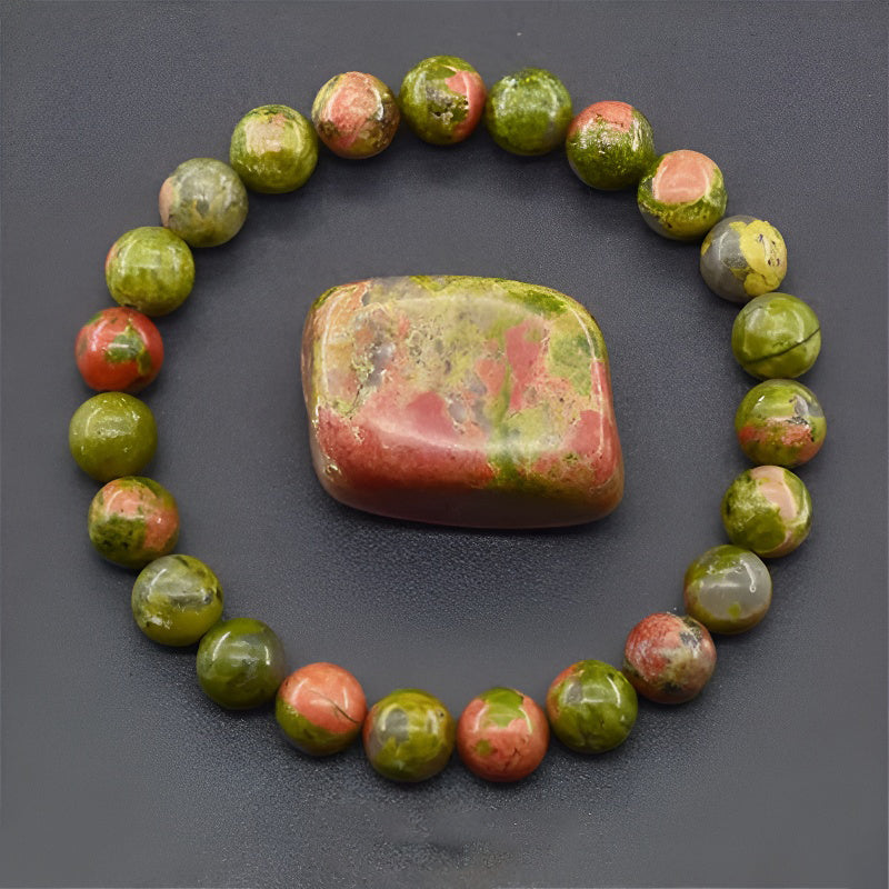 Natural Flower Green Stone Bracelet - Harmony & Growth