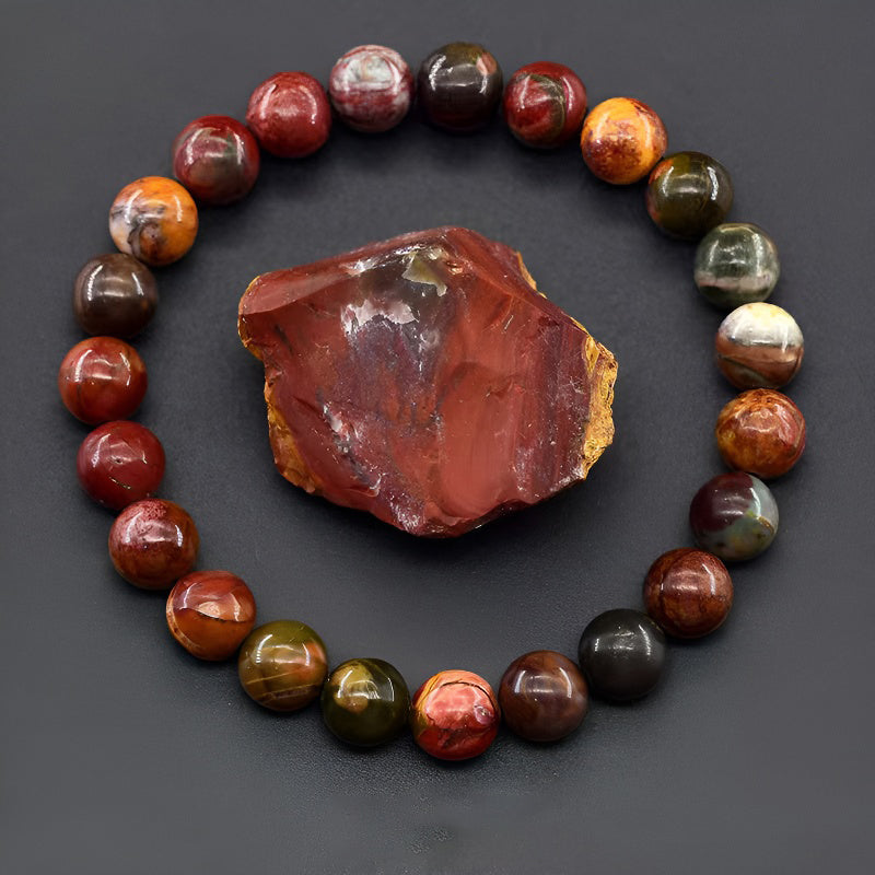 Natural Red Pine Stone Bracelet - Vitality & Energy