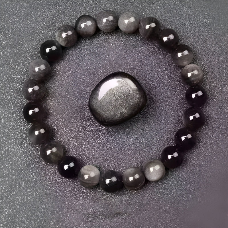 Natural Silver Obsidian Bracelet - Clarity & Protection