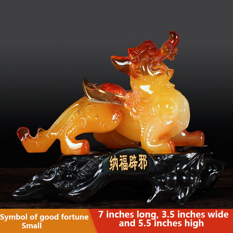 Amber Hue Pi Xiu Statue – Good Fortune & Prosperity Symbol