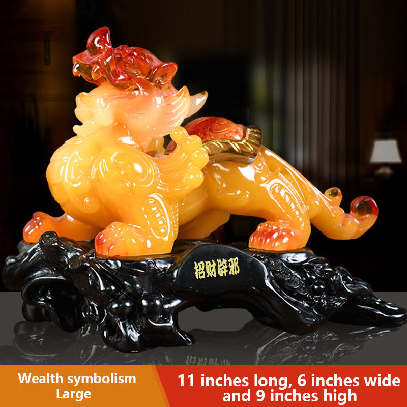 Amber Hue Pi Xiu Statue – Good Fortune & Prosperity Symbol
