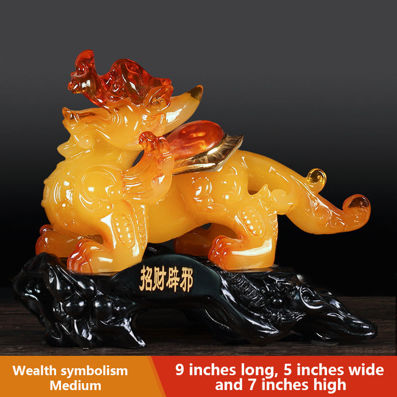 Amber Hue Pi Xiu Statue – Good Fortune & Prosperity Symbol